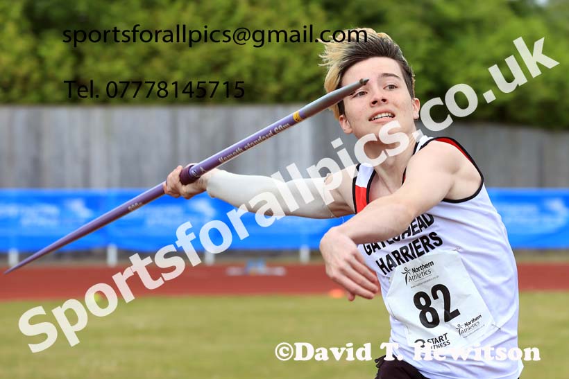 Mens Under-20s javelin, 2024 Northern Senior and Under-20s Track and Field Champs, Middlesbrough.  Photo: David T. Hewitson/Sports for All Pics
